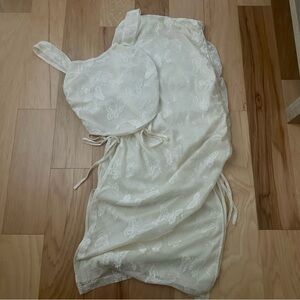 Cider Butterfly Lace Cream Crop Top and Skirt Set